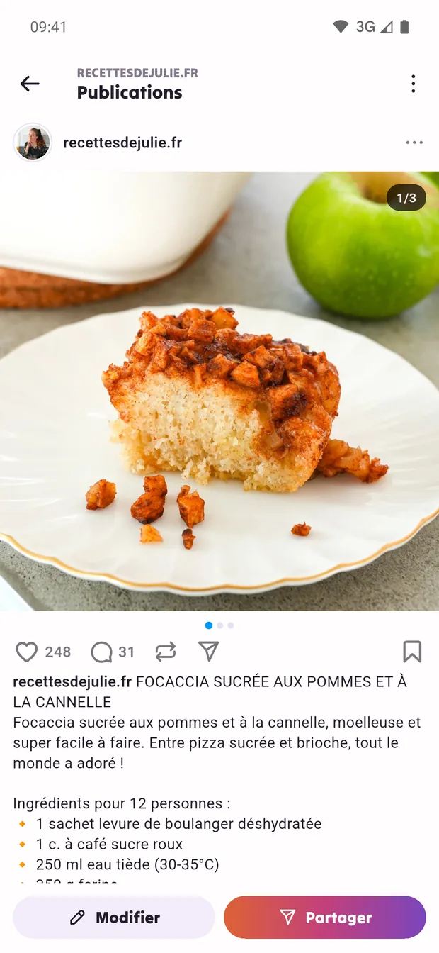 Aperçu d’une publication avec sa légende