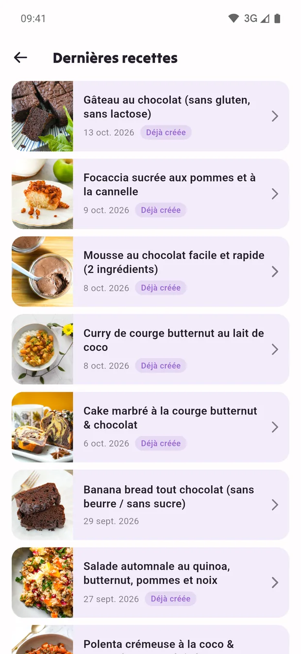 Liste des dernières recettes du blog